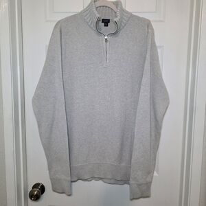 J.Crew Men’s Cotton Quarter-Zip Sweater – XL – Textured Knit Light Grey